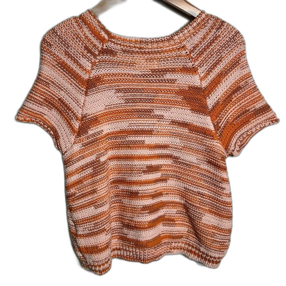 Maeve By Anthropologie Orange Space-Dye Ada Cotton Crew Neck Sweater Size Small - Picture 4 of 13